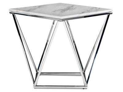 Lynn 24" End Table - Marble and Stainless Steel