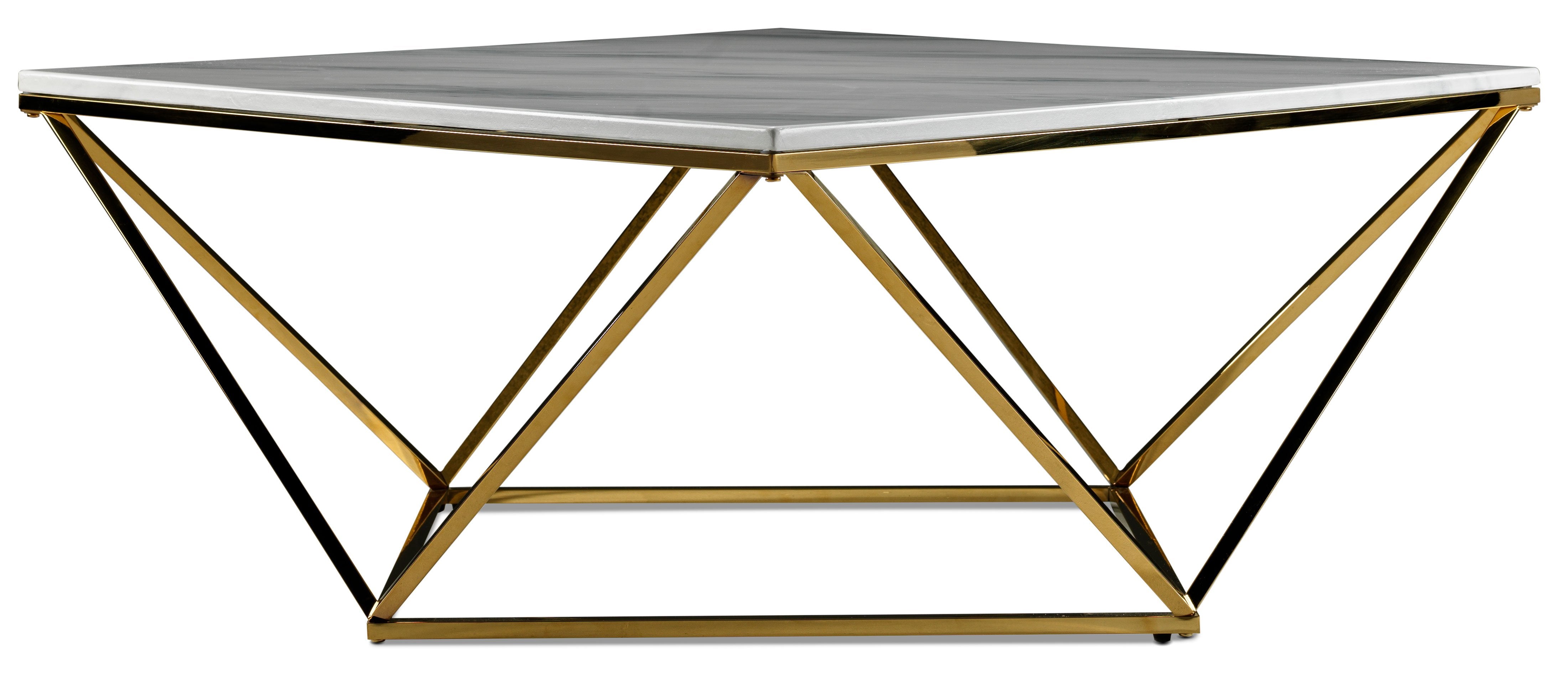 Lynn 39" Coffee Table - Marble and Gold