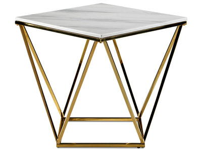 Lynn 24" End Table - Marble and Gold