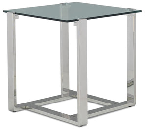 Sidney End Table - Stainless Steel and Glass