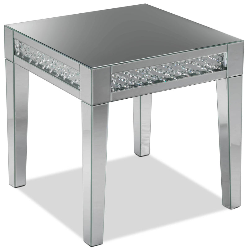 Aria End Table Mirrored Glass Leon's