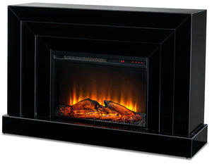 Mia Mirrored Fireplace - Black