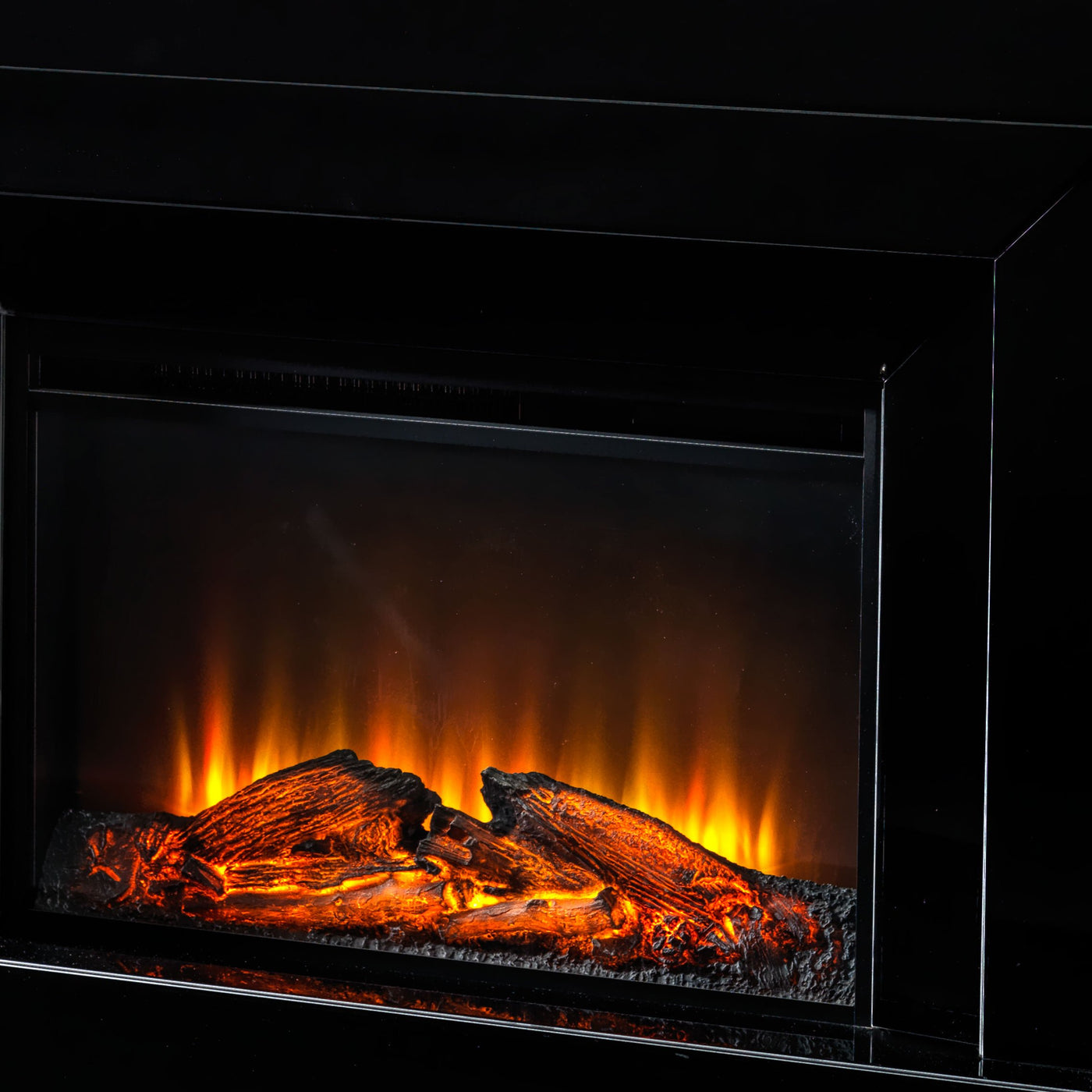 Mia Mirrored Fireplace - Black | Leon's