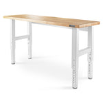 Gladiator Hammered White 6' Adjustable Height Hardwood Workbench - GAWB06HWGW