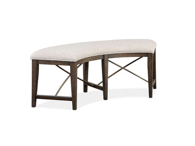 Westley Falls Curved Bench with Upholstered Seat - Brown