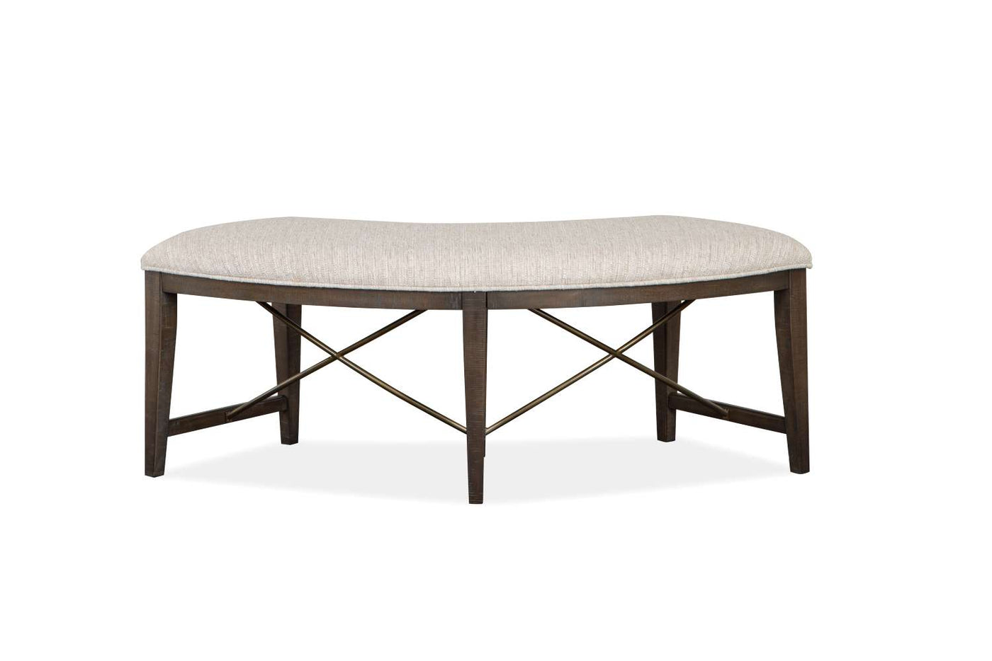 Westley Falls Curved Bench with Upholstered Seat - Brown