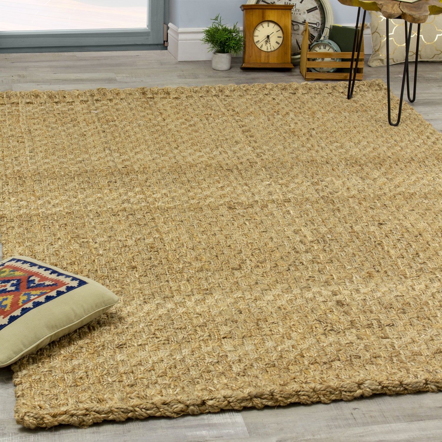 Jute 5'3" X 7'7" Basketweave Rug - Beige  Area Rug