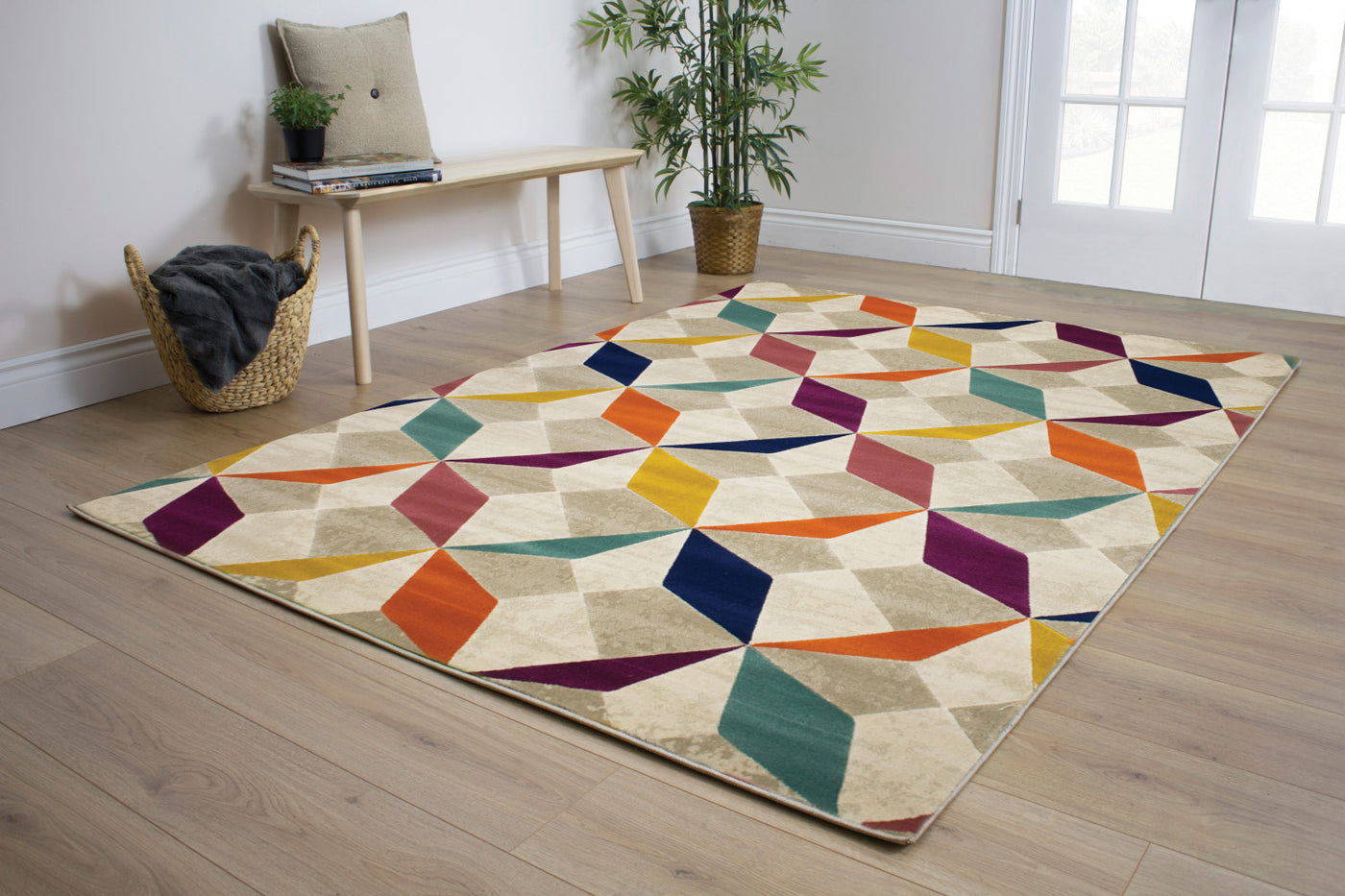 Brille 5'3" X 7'7" Diamond Checkerboard Rug - Multicolour Area Rug