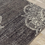 Fiona 5'3" X 7'4" Medallion Stamps Rug - Grey Cream   Area Rug