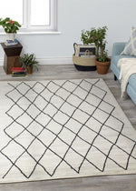 Meridian 5'3" X 7'7" Pen-drawn Trellis Lines Rug - Cream Area Rug