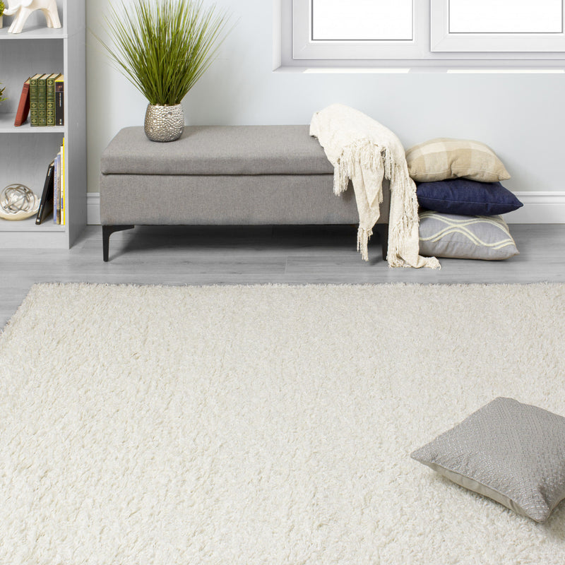 Platform 5'3" X 7'7" Bright Soft Shag Rug Cream Area Rug Leon's