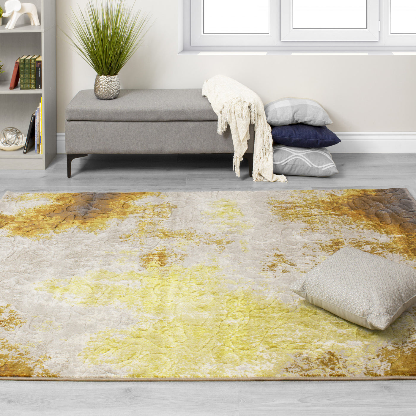 Pollo 5'3" X 7'7" Distressed Abstract Rug - Cream Orange Area Rug