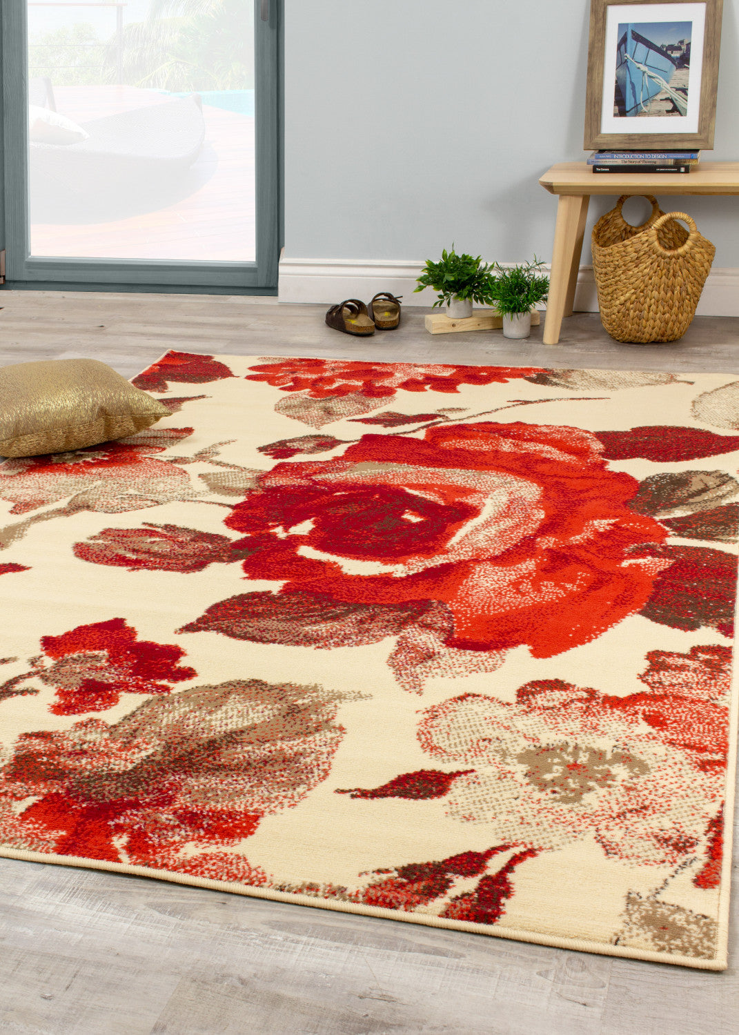 Fiona 5'3" X 7'4" Vintage Rug - Cream Red Area Rug