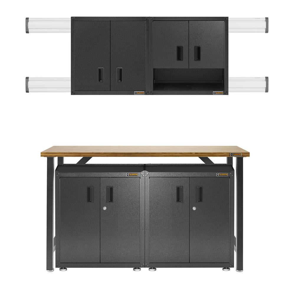 Ready-to-assemble 3/4 Door Wall Gearbox - Hammered Granite Storage Solution