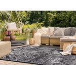 Jango 7'10" X 10'6" Indoor/Outdoor Geometric Rug - Grey Black  Area Rug