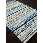 Sketchy Lines 5'X7.6' Area Rug - Snow White Mallard Blue