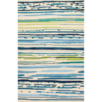 Sketchy Lines 5'X7.6' Area Rug - Snow White Mallard Blue