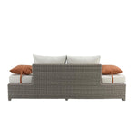 Island Pebbles Patio Sofa & Ottoman w/2 Pillows - Beige/Grey