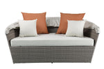 Island Pebbles Patio Canopy Daybed with Ottoman - Beige/Grey