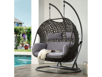 Alonsa Outdoor 2 Seat Swing Chair - Grey/Black