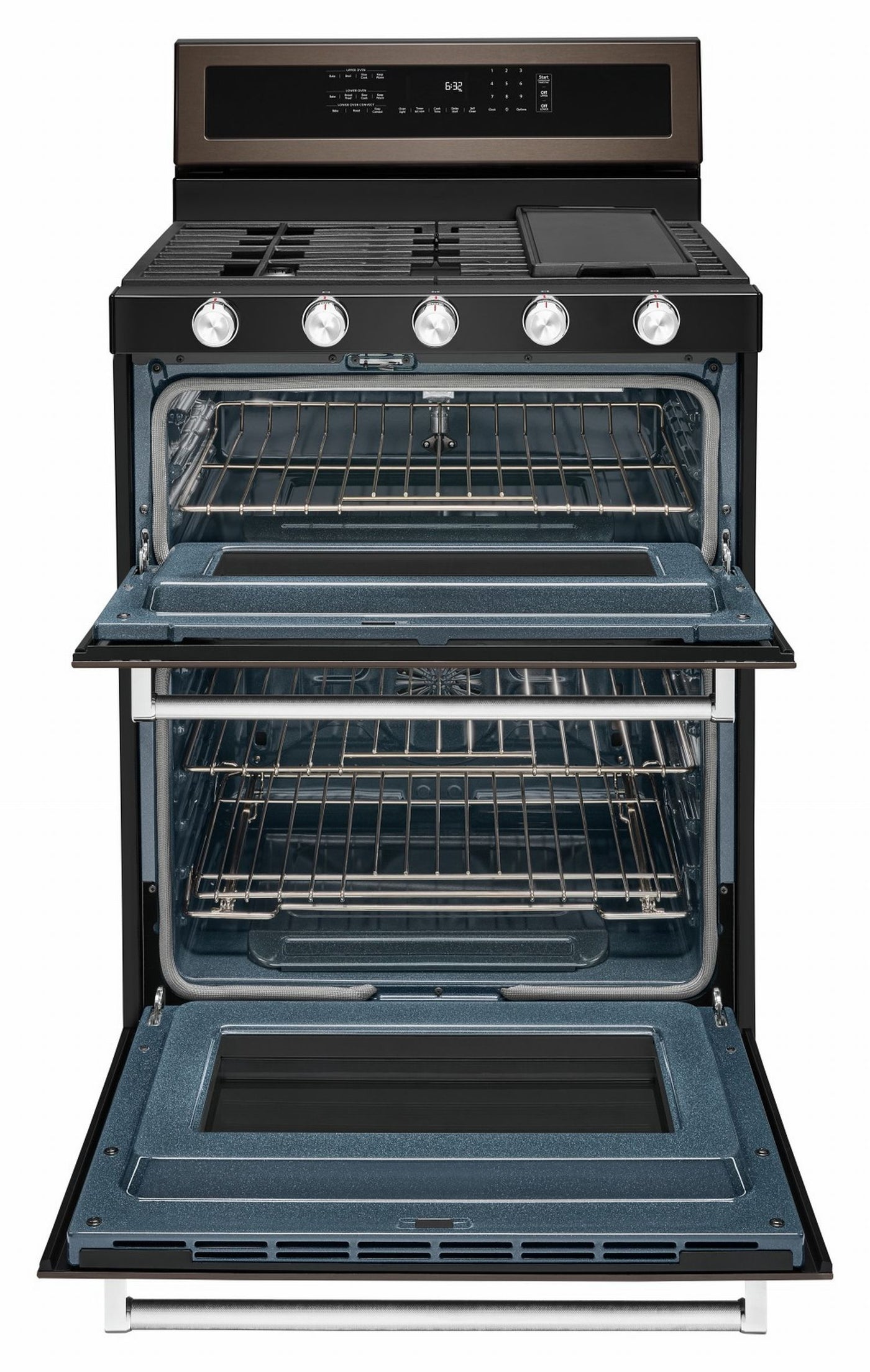 KitchenAid® Black Stainless Double Oven Gas Range (6.0 Cu. Ft.) - KFGD500EBS