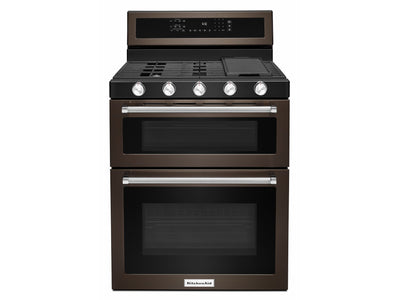 KitchenAid® Black Stainless Double Oven Gas Range (6.0 Cu. Ft.) - KFGD500EBS