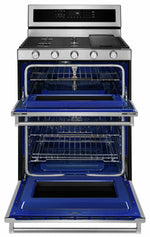 KitchenAid Stainless Steel Freestanding Double Oven Convection Gas Range (6.0 Cu. Ft.) - KFGD500ESS