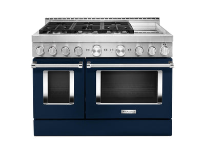 KitchenAid® Ink Blue Smart Freestanding Double Oven Gas Range (6.3 Cu. Ft.) - KFGC558JIB