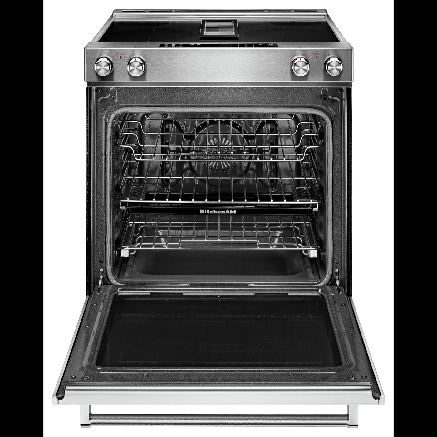 KitchenAid Stainless Steel 30” Front Control Slide-In Electric Convection Downdraft Range (6.4 Cu. Ft.) - KSEG950ESS
