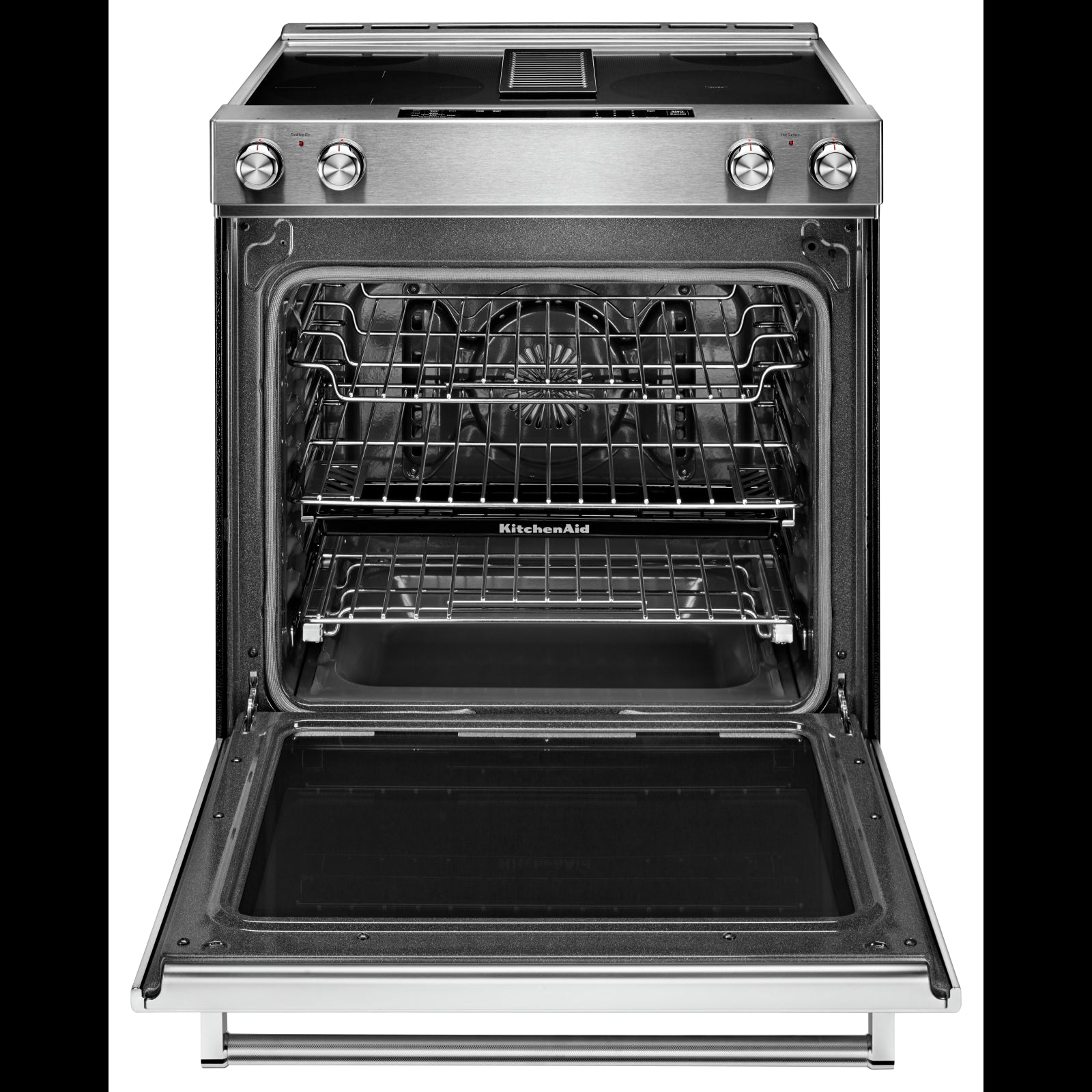 KitchenAid Stainless Steel 30” Front Control Slide-In Electric Convection Downdraft Range (6.4 Cu. Ft.) - KSEG950ESS