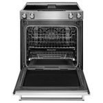 KitchenAid Stainless Steel 30” Front Control Slide-In Electric Convection Downdraft Range (6.4 Cu. Ft.) - KSEG950ESS