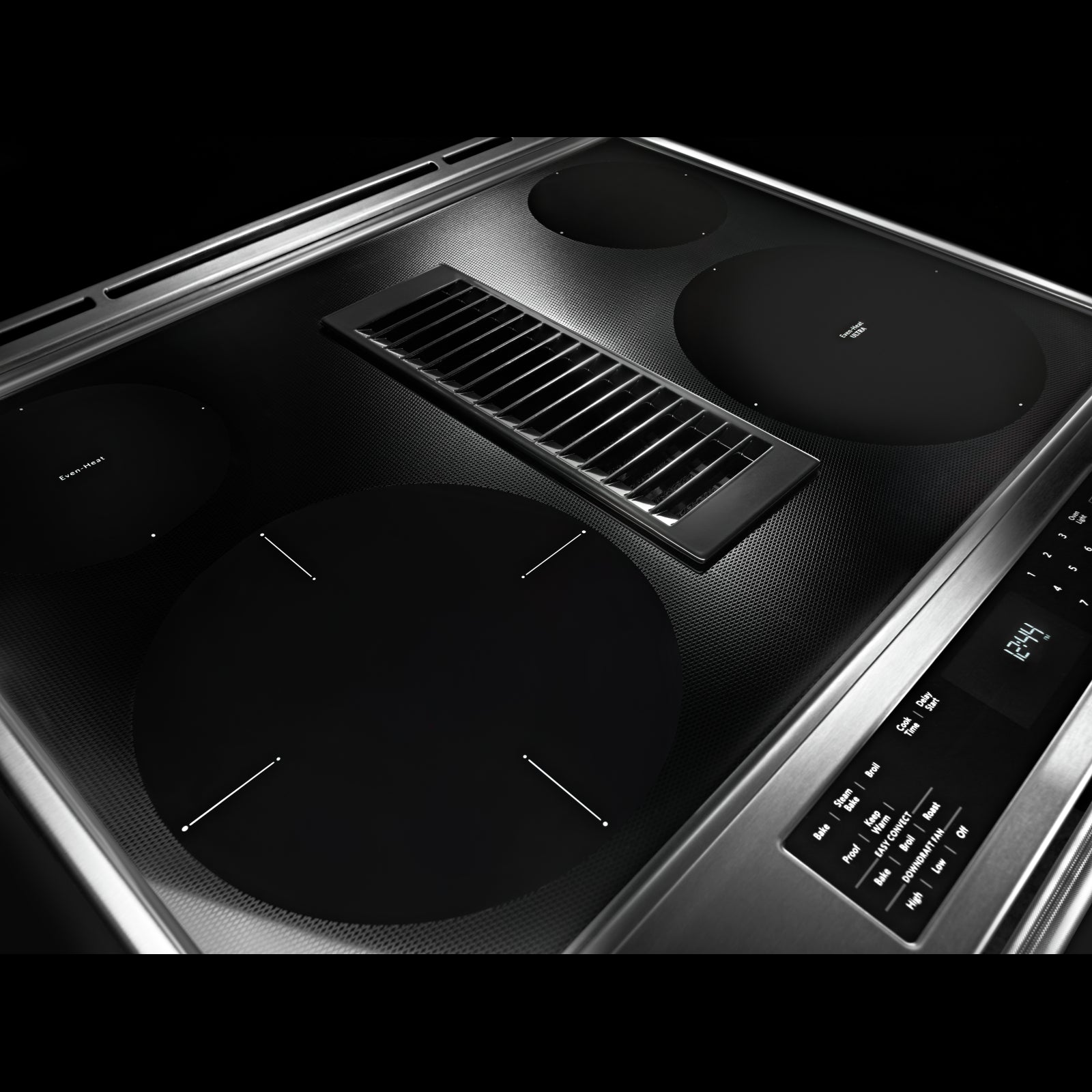 KitchenAid Stainless Steel 30” Front Control Slide-In Electric Convection Downdraft Range (6.4 Cu. Ft.) - KSEG950ESS