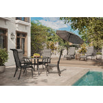 Hanlan 48" Round Outdoor Dining Table - Charcoal/Glass