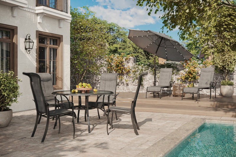 Hanlan Outdoor Dining Chair Set of 2 Charcoal/Light Grey Leons.ca