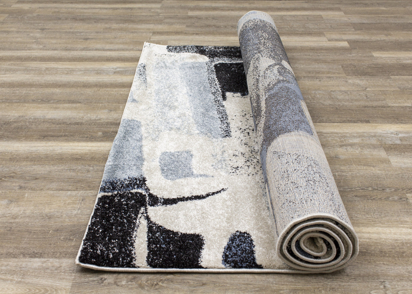 Easterly 7'10" X 10'6" Uneven Stamps Rug - Cream Blue Grey  Area Rug