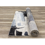 Easterly 7'10" X 10'6" Uneven Stamps Rug - Cream Blue Grey  Area Rug