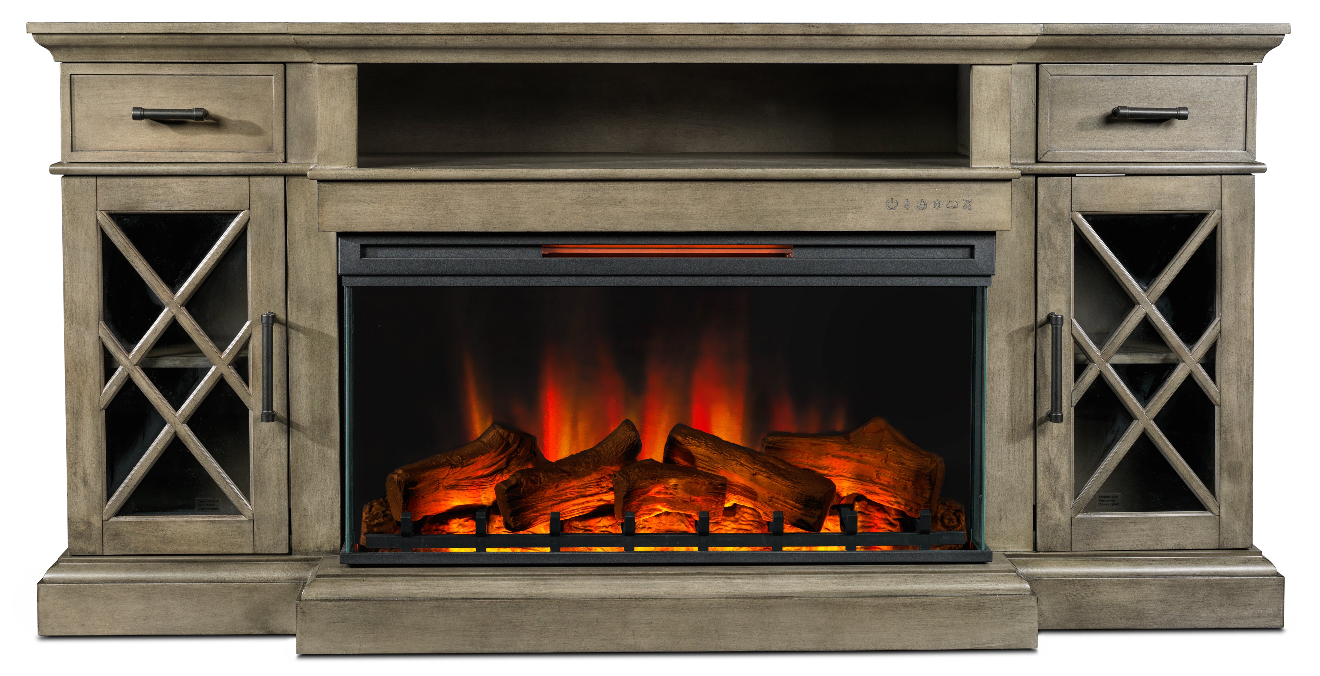 Hamilton Fireplace TV Stand - Weathered Grey | Leon's