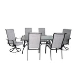 Hanlan Outdoor Swivel Sling Dining Chair - Set of 2 - Charcoal/Light Grey