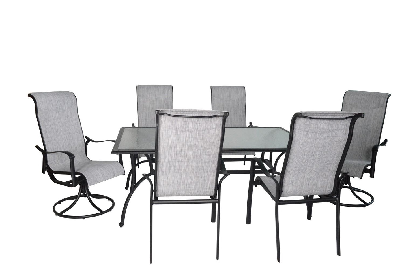 Hanlan Outdoor Swivel Sling Dining Chair - Set of 2 - Charcoal/Light Grey