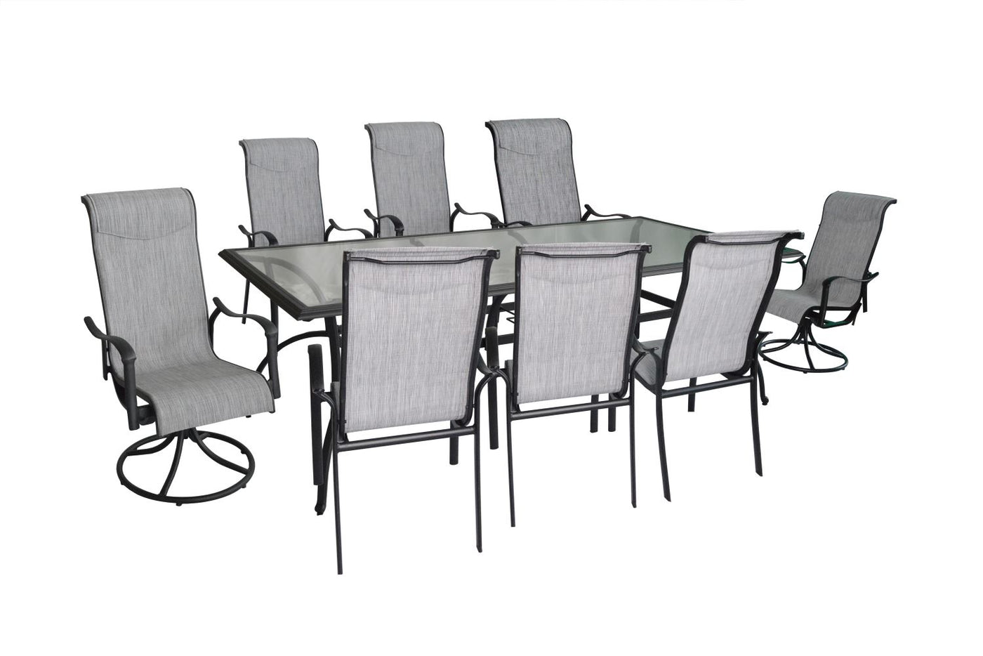 Hanlan 84" Outdoor Dining Table - Charcoal/Glass