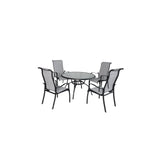 Hanlan 48" Round Outdoor Dining Table - Charcoal/Glass