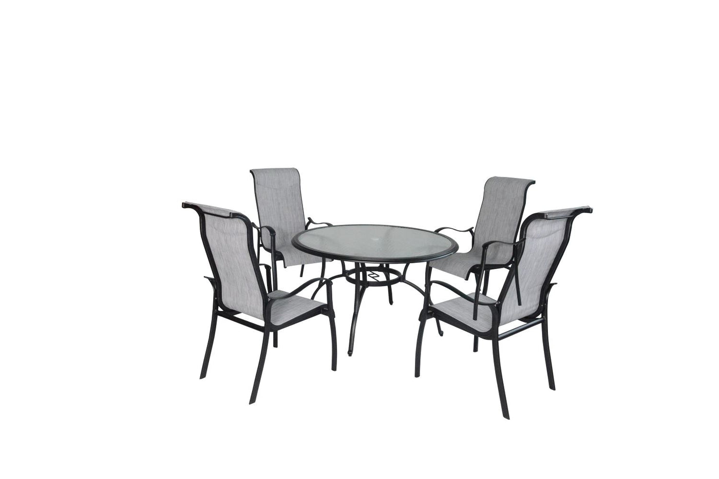 Hanlan 48" Round Outdoor Dining Table - Charcoal/Glass