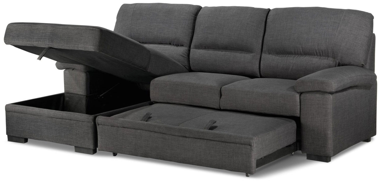 Tessaro Pop-Up Sofa Bed with Left-Facing Chaise - Charcoal