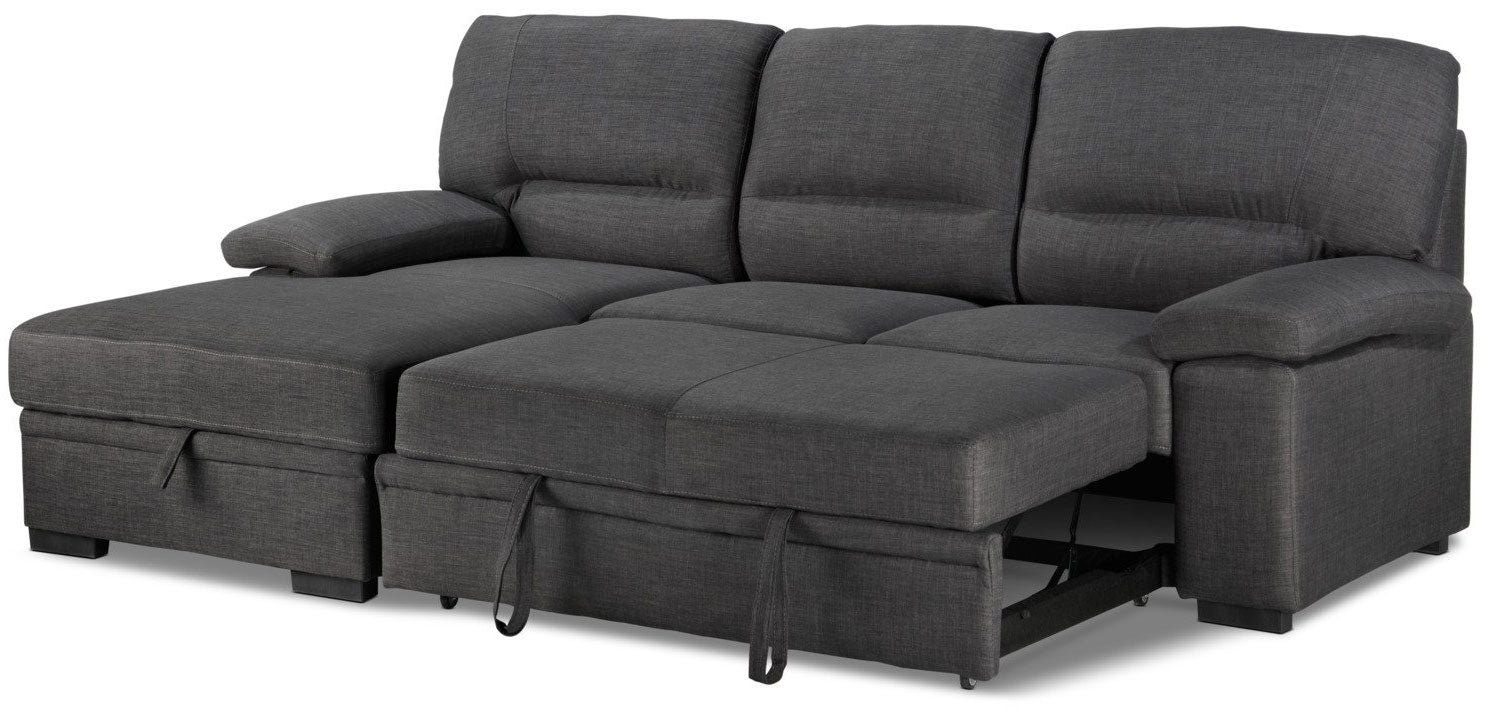 Tessaro Pop-Up Sofa Bed with Left-Facing Chaise - Charcoal