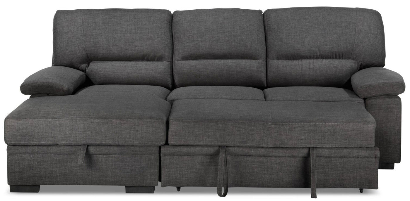 Tessaro Pop-Up Sofa Bed with Left-Facing Chaise - Charcoal