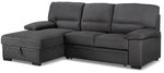 Tessaro Pop-Up Sofa Bed with Left-Facing Chaise - Charcoal