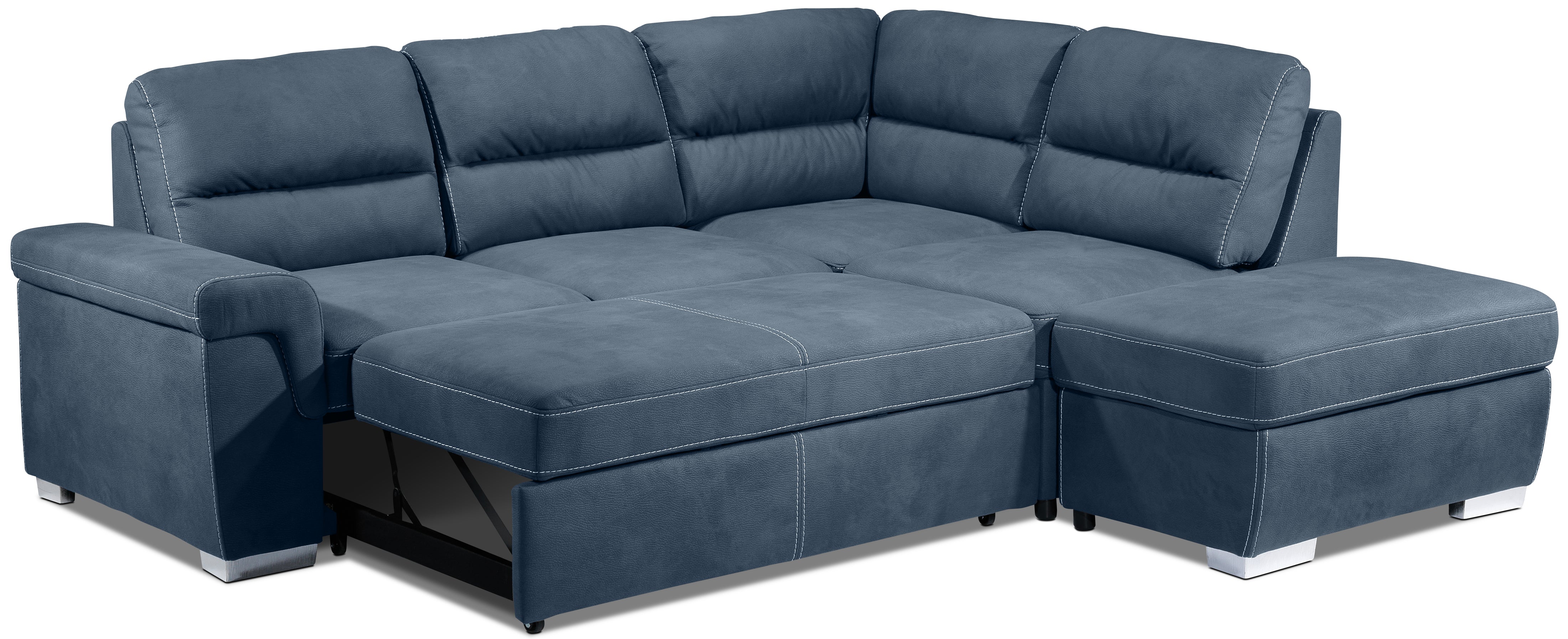 Simone 3-Piece Sectional with Left-Facing Pop-Up Bed - Blue