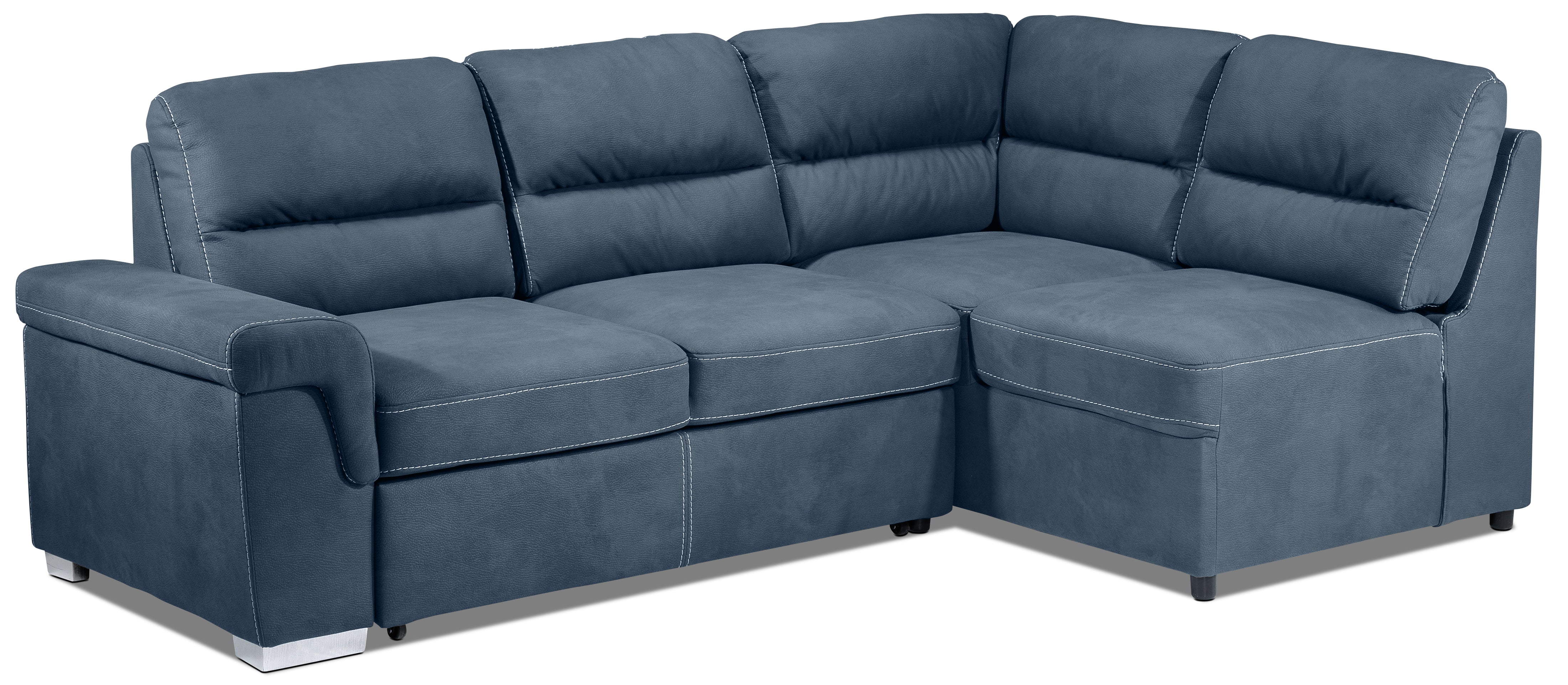 Simone 3-Piece Sectional with Left-Facing Pop-Up Bed - Blue