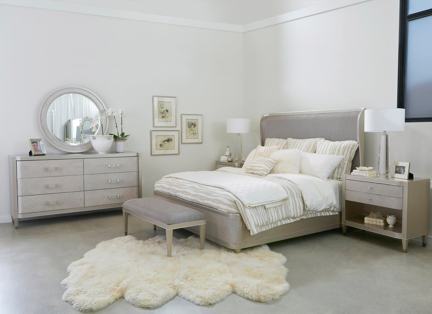 Reece 6-Piece Upholstered Queen Bedroom Package - Silver Grey