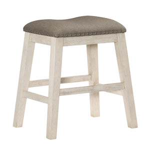 Timbre Counter Height Stool - Antique White and Brown